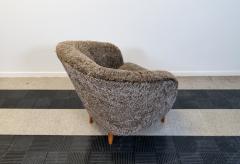 Art Deco Curved Sheepskin Sahara Lounge Chair Sweden 1940s - 2491995