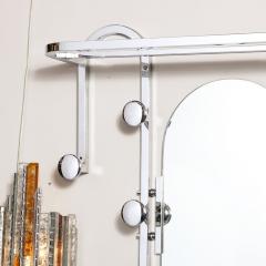Art Deco Curvilinear Coat Umbrella Rack with Arched Mirror in Polished Chrome - 2809754