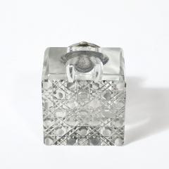 Art Deco Cut Crystal Silver Plate Inkwell Signed Cross - 4037767