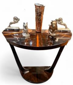 Art Deco Demi Lune Console Table Macassar Ebony with Sunburst Design - 4360604