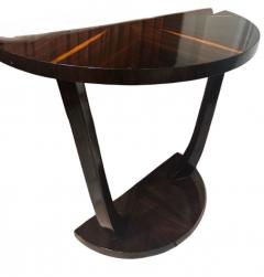 Art Deco Demi Lune Console Table Macassar Ebony with Sunburst Design - 4360608