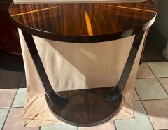 Art Deco Demi Lune Console Table Macassar Ebony with Sunburst Design - 4360635