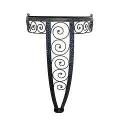 Art Deco Demilune Wrought Iron Spiral Motif Porto Marble Inset Console Table - 4719990