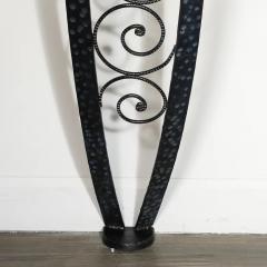 Art Deco Demilune Wrought Iron Spiral Motif Porto Marble Inset Console Table - 4719991