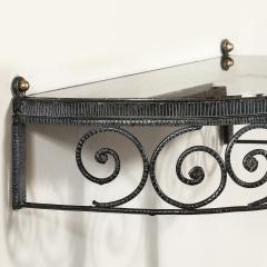 Art Deco Demilune Wrought Iron Spiral Motif Porto Marble Inset Console Table - 4744750
