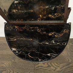 Art Deco Demilune Wrought Iron Spiral Motif Porto Marble Inset Console Table - 4744763