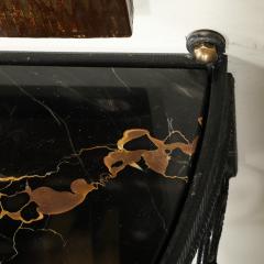 Art Deco Demilune Wrought Iron Spiral Motif Porto Marble Inset Console Table - 4744814
