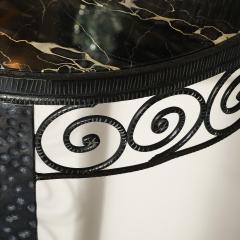 Art Deco Demilune Wrought Iron Spiral Motif Porto Marble Inset Console Table - 4744821