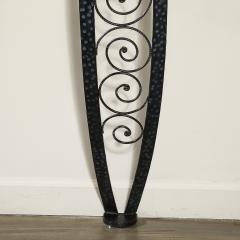 Art Deco Demilune Wrought Iron Spiral Motif Porto Marble Inset Console Table - 4744829