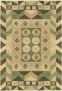 Art Deco Design Green Handmade Wool Carpet - 2456237