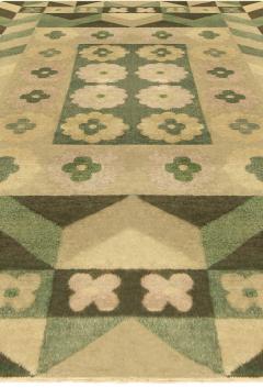 Art Deco Design Green Handmade Wool Carpet - 2456238