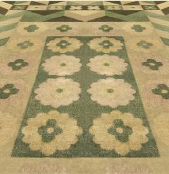 Art Deco Design Green Handmade Wool Carpet - 2456239