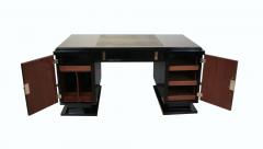 Art Deco Desk Black Lacquer Leather Nickel France circa 1930 - 4061510