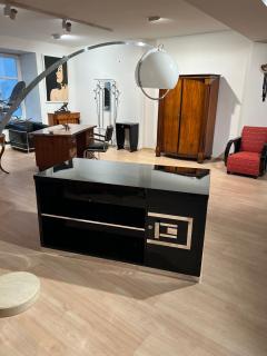 Art Deco Desk Black Lacquer Walnut Metal France circa 1930 40 - 4429610