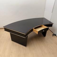 Art Deco Desk Black Lacquer Walnut Metal France circa 1950 - 4531339
