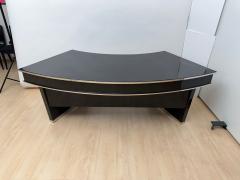 Art Deco Desk Black Lacquer Walnut Metal France circa 1950 - 4531343