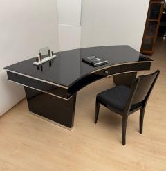 Art Deco Desk Black Lacquer Walnut Metal France circa 1950 - 4531344