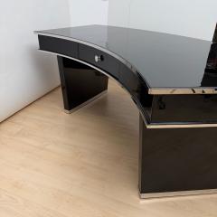 Art Deco Desk Black Lacquer Walnut Metal France circa 1950 - 4531345