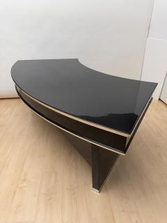 Art Deco Desk Black Lacquer Walnut Metal France circa 1950 - 4531346