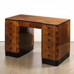 Art Deco Desk in Bookmatched Amboyna and Burled Elm Desk with Cubist Detailing - 1648566