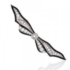 Art Deco Diamond Onyx and Platinum Bow Brooch - 803454