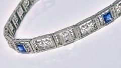 Art Deco Diamond Sapphire Gold Bracelet C 1930 - 1142551