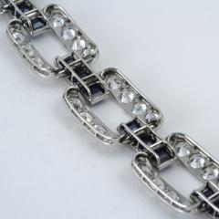 Art Deco Diamond Sapphire and Platinum Link Bracelet - 240096