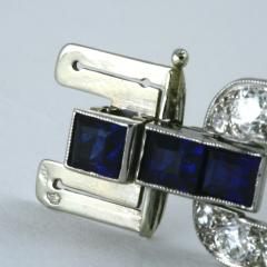 Art Deco Diamond Sapphire and Platinum Link Bracelet - 240097