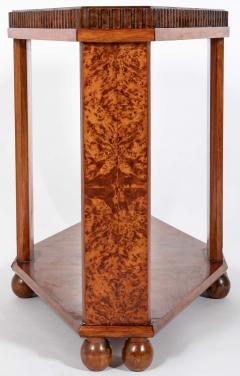 Art Deco Diamond Shape Burl Walnut Table with Undershelf - 4444774