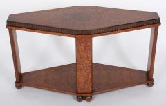 Art Deco Diamond Shape Burl Walnut Table with Undershelf - 4444777