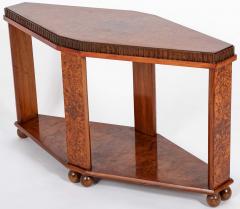 Art Deco Diamond Shape Burl Walnut Table with Undershelf - 4444778