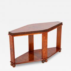 Art Deco Diamond Shape Burl Walnut Table with Undershelf - 4444900