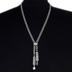 Art Deco Diamond and Natural Pearl Lavaliere - 272903