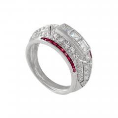 Art Deco Diamond and Ruby Bomb Ring - 889462