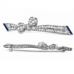 Art Deco Diamond and Sapphire Ribbon Pin - 4722672