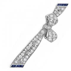Art Deco Diamond and Sapphire Ribbon Pin - 4722673