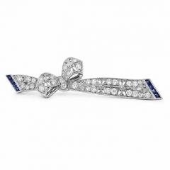 Art Deco Diamond and Sapphire Ribbon Pin - 4727707