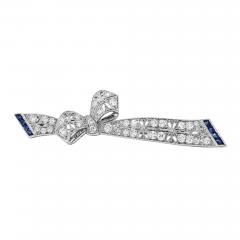 Art Deco Diamond and Sapphire Ribbon Pin - 4727710