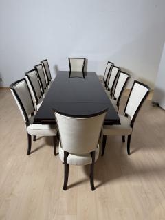 Art Deco Dining Table with 10 Chairs Macassar Ebony Brass Paris circa 1930 - 3947758