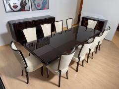 Art Deco Dining Table with 10 Chairs Macassar Ebony Brass Paris circa 1930 - 4272385
