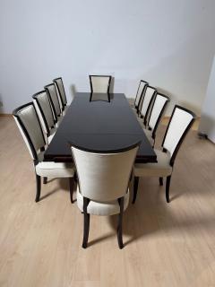 Art Deco Dining Table with 10 Chairs Macassar Ebony Brass Paris circa 1930 - 4272386