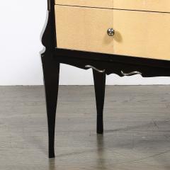 Art Deco Directoire Style Ebonized Nightstands W Shagreen Fronts Mirrored Tops - 4744996