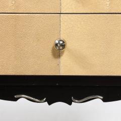 Art Deco Directoire Style Ebonized Nightstands W Shagreen Fronts Mirrored Tops - 4745000
