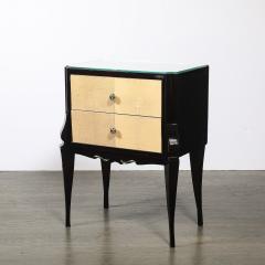 Art Deco Directoire Style Ebonized Nightstands W Shagreen Fronts Mirrored Tops - 4745011