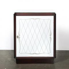 Art Deco Directoire Style Walnut Mirrored Reverse Etched Detail Bar Cabinet - 4719741
