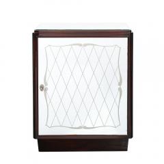 Art Deco Directoire Style Walnut Mirrored Reverse Etched Detail Bar Cabinet - 4719744