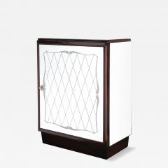 Art Deco Directoire Style Walnut Mirrored Reverse Etched Detail Bar Cabinet - 4719820