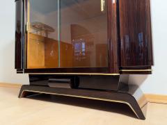 Art Deco Display Cabinet Lacquered Macassar Maple Brass Paris circa 1930 - 4793663