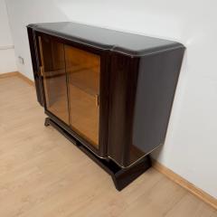 Art Deco Display Cabinet Lacquered Macassar Maple Brass Paris circa 1930 - 4793664