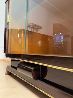 Art Deco Display Cabinet Lacquered Macassar Maple Brass Paris circa 1930 - 4793666